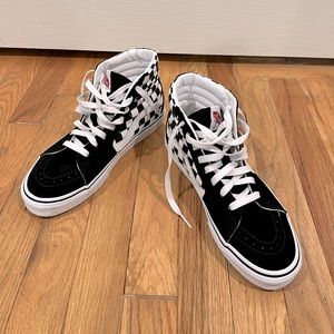 Custom Black and White Checkered Vans sk8 hi